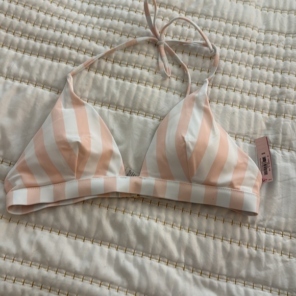 VICTORIA’S SECRET PINK Striped Bikini Set in Peach and White - new S/M - Picture 2 of 8